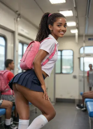Grace amidst steel: a photorealistic journey of an 18-year-old black supermodel in a gym and subway train