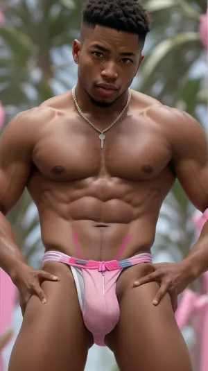 June Pink Just Herbie Goes Bananas D’Angelo Wallace Fundoshi I Mean Devour It Mostly Nibbling Sucking And Whimsy to the scene. He is positioned in the center, surrounded