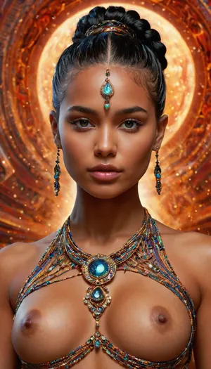 19 years old naked goddess, digital painting, psychedelicai goddess posing in a shiny Mars, (showing breasts), black hair, braided ponytail style, detailed face, detailed eyes, metallic, fractal, Meticulous, Refined, High-Quality, Well-executed, Extraordinary, Artistic Triumph, Unparalleled Masterwork, Sharp Focus, Precise Clarity, 32k, ultra-high resolution, Full-Frame DSLR, Global Illumination, Dynamic Lighting, soft particles, real-time ray tracing, extremely detailed, <lora:psychedelicai-SDXL:.8>