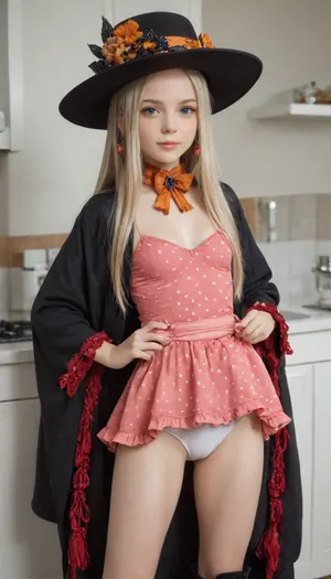 young american woman, seductive smile, white skin, perfect sexy face, perfect lips, brown eyes, horny expression, glistening skin, (long blonde hair), (straight hair), long hair, down to waist, body, (petite young body), (small breasts, perky tits, perky breasts), round ass, (lean legs), lean arms, (standing), pink polka dot dress, polkadots, cleavage, pink earrings, (Dynamic pose), (), UHD 8K, extreme realism, High skin texture, maximum detail, very short tight dress, visible cameltoe, looking directly at the viewer, expensive kitchen setting, dynamice pose, Abigail_Williams_, (Fate), <lora:Abigail_Williams_XL-10:.8>, abigail, williams, (fate), blonde, forehead, blue, multiple, bows, yellow, bow, polka, dot, dress, bloomers, butterfly, <lora:AB:.8>, <lora:PrismaIllya_illyasviel von einzbern_v2:.8>, illyasviel, von, einzbern, long, (red, eyes:1.5), white, skirt, shirt, sleeves, boots, ascot, frilled, purple, scarf, coat, capelet, fur, papakha, <lora:358072_training_data:.8>, 1girl, sen, no, rikyu, (fate\), fate/grand, order, black, eyes, multicolored, hair, mediu, japanese, clothes, kimono, hat, headwear, obi, tassel, <lora:xl-fgo-rikyu:.8>