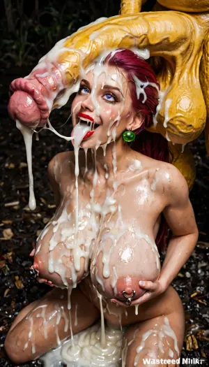 jessie from pokemon, wide eyes, smeared make up, huge penis against face, staring at penis, penis worship, pretty face, heart eyes, blushing, smile ahegao, nipple piercing, round breast, wasp waist, breast spurting milk, drowzee monster, drowzee monster sex, drowzee monster with massive veiny penis, barbed penis, huge testicles, drowzee monsters, penis against face, extremely sweaty skin, lipstick mark on penis, excessive messy cum, extreme cum play, excessive cum on hair, spilling cum, excessive cum on breasts, excessive cum on body, excessive cum slide from mouth, mouth fill excessive cum, excessive cum, excessive cum on everywhere, excessive cum on face, excessive maximum cum, huge amount of cum, wasteland, night, full body view