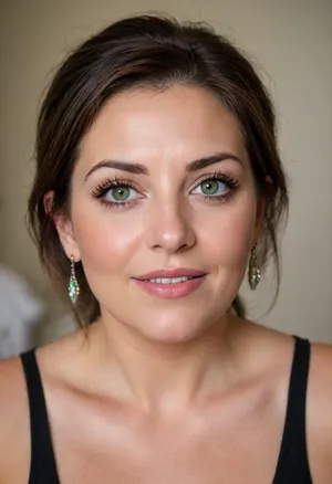score_9, score_8_up, score_7_up, 65 year old mature woman, fat face, round face, bbw, 1gilf, solo, piercing, mole_under_mouth, jewelry, hoop earrings, eyelashes, portrait, plump lips, full lips, wrinkles, looking_at_viewer, green_eyes, medium_hair, brunette_hair, realistic, facial, cum, cum_on_face, long, hair, short, smiling, big, eyes