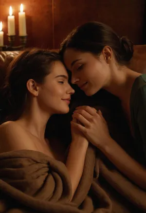 2girls lesbian sex scene, Sam and lilly. They sat close on the worn leather couch, the room filled with the scent of fresh coffee and a hint of cinnamon from the candles burning on the table. Sam looked down, fiddling with the frayed edge of a blanket. His hand brushed against Lily’s, and he quickly pulled back, glancing up to find her smiling softly.

“You don’t have to be nervous, ” she said, her voice gentle, barely above a whisper.

He swallowed, trying to gather his thoughts. “It’s just… I’ve never felt like this before. Like I can be myself.”

She reached over, covering his hand with hers, her fingers warm and soft. “Me too, ” she replied, her gaze meeting his, holding it. For a moment, time stretched, the air between them thick with unspoken words.

As he leaned closer, his breath mingling with hers, he hesitated. “Is this okay?” he asked, his voice low, a hint of vulnerability shining in his eyes.

Lily’s answer was a quiet nod, her fingers tightening around his. She closed the distance between them, and their lips met, a tender brush, slow and careful. The world seemed to fade away, leaving only the soft hum of music from the radio and the warmth of their shared breath.

When they finally pulled back, neither spoke. They simply stayed there, hands entwined, savoring the quiet intimacy of the moment, each aware that they’d just crossed a line they couldn’t uncross – and neither of them wanted to.