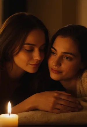 2girls lesbians Sam and lilly. They sat close on the worn leather couch, the room filled with the scent of fresh coffee and a hint of cinnamon from the candles burning on the table. Sam looked down, fiddling with the frayed edge of a blanket. His hand brushed against Lily’s, and he quickly pulled back, glancing up to find her smiling softly.

“You don’t have to be nervous, ” she said, her voice gentle, barely above a whisper.

He swallowed, trying to gather his thoughts. “It’s just… I’ve never felt like this before. Like I can be myself.”

She reached over, covering his hand with hers, her fingers warm and soft. “Me too, ” she replied, her gaze meeting his, holding it. For a moment, time stretched, the air between them thick with unspoken words.

As he leaned closer, his breath mingling with hers, he hesitated. “Is this okay?” he asked, his voice low, a hint of vulnerability shining in his eyes.

Lily’s answer was a quiet nod, her fingers tightening around his. She closed the distance between them, and their lips met, a tender brush, slow and careful. The world seemed to fade away, leaving only the soft hum of music from the radio and the warmth of their shared breath.

When they finally pulled back, neither spoke. They simply stayed there, hands entwined, savoring the quiet intimacy of the moment, each aware that they’d just crossed a line they couldn’t uncross – and neither of them wanted to.