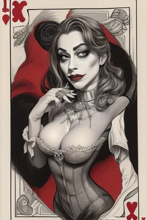 A historical playing card depicting a flirtatious woman as the Joker. Ink drawing. #©KITTYART

























#©KITTYART