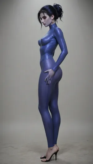Widowmaker from overwatch, tight clothes, side view, tits, full body view