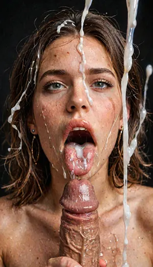 extreme close-up of an open mouth with re dlipsticj licking a BBC 20 inch dick, huge black BBC dick resting on tongue, cum bursting out of dick, tongue sticking out, oral cumshot, exploding cumshot, projectile cum, cum on tongue, black background, <lora:LCM_LoRA_Weights_SDXL:.8>