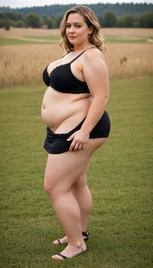masterpiece, best quality, A fat, obese overweight mature 55 years old blonde woman standing In the Tall grass. Her huge, round ass is visible from the Tall grass. Full body photoshoot. Side view, [brown/black/white], off1c3l4dyfl, woman, in, pink, shirt, and, black, skirt, is, sitting, standing, a, colorful, bra, showing, <lora:off1c3l4dyfl:.8>
