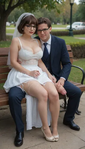 masterpiece, award winning photo, high detail, realistic, best quality, in this photo we see 3 people, 2woman and 1man, sitting on a bench in a park. 1woman is tiny Velma, brunette, big tits, very torn school uniform, very short skirt. 2woman is a bride, blonde, huge tits, very torn wedding dress. 1man is casual dressed, open jeans, huge cock out, massive cock, gigantic cock, (massive cock:1.3), .
Man is sitting between tiny Velma and Elsa. tiny Velma has her hand on cock, cum on hand, cum on legs, cum on clothes, lots of cum, cum on breasts, extreme cum play, cum on thigh, cum on hair, cum on face, cum dump, excessive cum, huge creampie.
Elsa is hugging man. full body view, man is full in frame, <lora:tornclothesv6-8:.8>