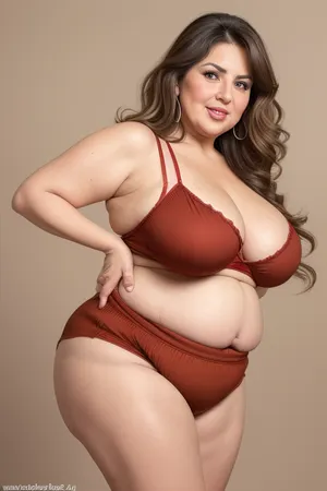 Lubica, 1gilf, Armenian, brunette hair with layered highlights, 60 years old, chubby face, fat, obese, ssbbw, plump, thick, saggy, light eyes, perfect eyes, tan skin tone, wrinkles, lick her lips by her tongue, plump lips, lips parted, FUPA, cameltoe, (blank black background), pubic hair, fat rolls, belly, sagging, red high-waisted shorts, camisole