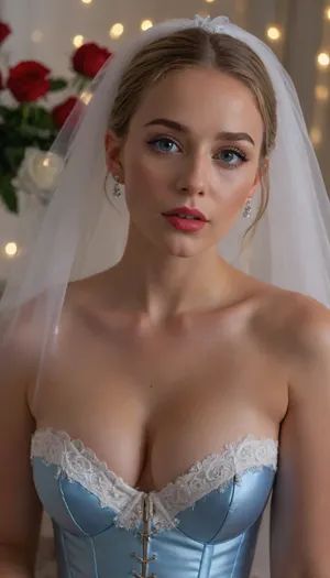 (((ukrainian, 18 yo, very cute face, depraved lady))), (((light bedroom, The bedroom is covered in roses, flower, sbeautiful wedding hairstyle, stylish, designer, fashionable, bride's hairstyle))), (There is a questioning look on his face, surprise, indignation, how is that?), (((Intelligent, European appearance, Russian cute face, potato nose, beauty, cinematic photo of one girl, mouth, Beautiful wide square ron, slightly swollen juicy lips, passionate lips, Lip contour, juicy lips, excited lips, beautiful lips))), (((Touches the neck and cheeks with the fingertips, nails on the cheek, Fingers with painted long non-sharp nails, nail polish))), (((perfect Bright blue-gray irises of the eyes, realistic eyes, big eyes, Living natural eyes, Black outline on the edge of the eyelids outlined with pencil and ink))), (((light makeup))), (blonde hair), (bobcut), (body), (bronze tan), ((white latex, White wedding dress, lace, translucent fabrics), ((leather corset, Satin Bra, Veil and light transparent crystal carona, Diamond carona)), (beads), (gold big earrings)), (((upper eyelids, shadows, well-growing abundant lush long eyelashes, glamorous lipstick, shine in the eyes))), ((evening)), (((There are a lot of transparent lumps of sperm on her breasts and tits, Bare breasts, elastic tits))), (((Ultrarealism, hyperrealism, ultra reskness, clarity photorealism, professional photography))), (((Transparent lumps of sperm, a lot of cum on chest, (Lots of roses, huge roses, flowers, blue-white roses flowers, Huge bouquets of blue-white roses in the background), 35mm photograph, film, bokeh, professional, 8k, highly detailed, bukkake, r3tro_cumshotz, dripping, thick, white, retro, cumshots, facial, breasts, stomach, covered, in, perfect, spitbubbles, littlebubbles, spitstring, woman, cum, on, face)))