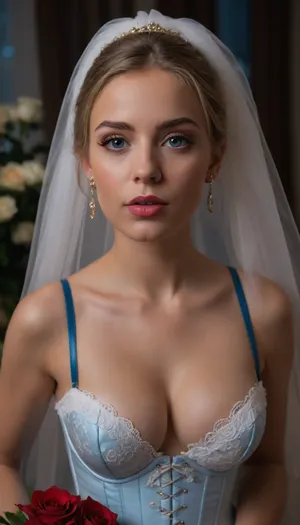 (((ukrainian, 18 yo, very cute face, depraved lady))), (((light bedroom, The bedroom is covered in roses, flower, sbeautiful wedding hairstyle, stylish, designer, fashionable, bride's hairstyle))), (There is a questioning look on his face, surprise, indignation, how is that?), (((Intelligent, European appearance, Russian cute face, potato nose, beauty, cinematic photo of one girl, mouth, Beautiful wide square ron, slightly swollen juicy lips, passionate lips, Lip contour, juicy lips, excited lips, beautiful lips))), (((Touches the neck and cheeks with the fingertips, nails on the cheek, Fingers with painted long non-sharp nails, nail polish))), (((perfect Bright blue-gray irises of the eyes, realistic eyes, big eyes, Living natural eyes, Black outline on the edge of the eyelids outlined with pencil and ink))), (((light makeup))), (blonde hair), (bobcut), (body), (bronze tan), ((white latex, White wedding dress, lace, translucent fabrics), ((leather corset, Satin Bra, Veil and light transparent crystal carona, Diamond carona)), (beads), (gold big earrings)), (((upper eyelids, shadows, well-growing abundant lush long eyelashes, glamorous lipstick, shine in the eyes))), ((evening)), (((There are a lot of transparent lumps of sperm on her breasts and tits, Bare breasts, elastic tits))), (((Ultrarealism, hyperrealism, ultra reskness, clarity photorealism, professional photography))), (((Transparent lumps of sperm, a lot of cum on chest, (Lots of roses, huge roses, flowers, blue-white roses flowers, Huge bouquets of blue-white roses in the background), 35mm photograph, film, bokeh, professional, 8k, highly detailed, bukkake, r3tro_cumshotz, dripping, thick, white, retro, cumshots, facial, breasts, stomach, covered, in, perfect, spitbubbles, littlebubbles, spitstring, woman, cum, on, face)))