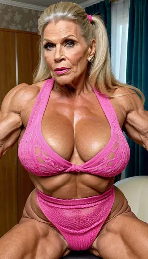 close up old face, happy heavy massive muscle woman, old broad face, broad lower jaw, thick lips, in a horny position gilf, clear acryl stiletto platform mules with high heels, wearing just in fur neon pink blue net body, old feet, dirty blonde messy hair pigtail, (hairstyle), very big hanging round massive boobs, bodybuilding defined legs very muscle stiration, milf bodybuilding legs very muscle stiration business gilf, showi muscle stiration, skinny hard muscle body, very broad big mouth and lips, black messy hair pigtail, naked happy swedish heavy strong muscle woman gilf, standing milf, smokey eyes, wearing a whore dress, close up body, fitnessmodel gilf, milf bodybuilding legs very muscle stiration, gilf wrinkle face, big saggy breat, from side view in a dressroom next to window, side view, cotton strech sweater, <lora:275493_training_data:.5>