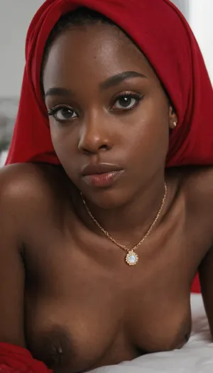 (25 yo black girl:1.8), girl of 25 years old, (red hijab:1.5), petite girl, firm natural breasts, (shaved pussy:1.5), low angle photo, focus on pussy, in a modern bright bedroom, look, at, my, prompts, realistic, real, face, hyper, realsitic, influencer, insta, beautiful, sexy, pretty, <lora:SDXL_Sevenof9_7th_NSFW:.8>, <lora:Realistic_Insta_InfluencerV1.0:.6>
