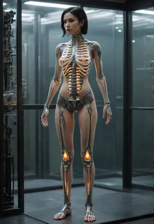 The glass-like transparent body of a black-haired woman clearly reveals the structure of technological mechanical bones, parts, organs and equipment to help men's physiological needs, (random posture), (full body photo), niohxlguardiansprt, r4l1bps, woman, ObsidianPlatinum, <lora:niohxlguardiansprt-step00000420:2>, <lora:Rae Lil Black:2>, <lora:293345_training_data:2>
