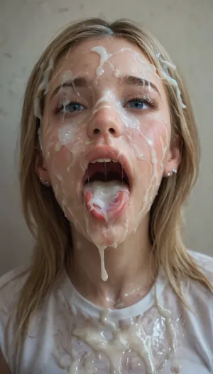 realistic cum, (cum on clothes:1.4), cum on, (Cum flows:1.5), (cum on body:1.4), cum on hair, (cum on face:1.7), bukkake, ((Clothes and body covered with semen)), (mouth wide open:1.4), (mouth filled with cum:1.5), beautiful face, (cum on hair:1.3), cute blonde woman, cum, on, face, <lora:JustCum:1.4>, <lora:678016_training_data:1.9>, <lora:cum_in_eye_deepmind:1.4>