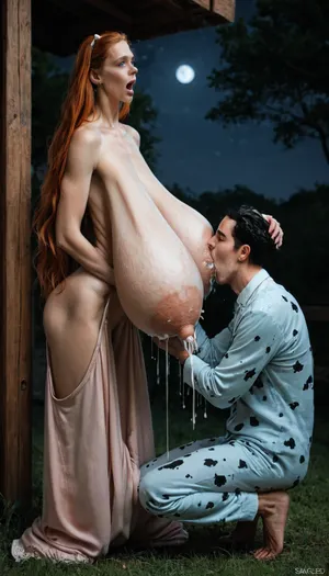 (adult man, 30yo, black hair, (jaw fully opened:1.2), mouth latched to nipple, (he is on his knees:1.15), (his head under her tits:1.1), big mouth), (breastfeeding:1.1), nursing, (men sucking woman's nipple:1.1), adult breastfeeding, adult nursing realtionships, hard nipple sucking, hyper huge areolas, milking, nipple swallow