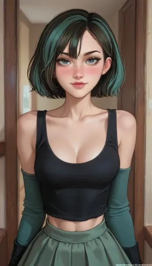 score_9, score_8_up, score_7_up, score_6_up, aroma, smirk, horny expression, ((Gwen From Total Drama:1.4)), (black long sleeve tank top, and mini-skirt), big cleavage, style anime, inspired illustration, ratatatat74, <lora:ratatatat74-000050:.6>, <lora:outline_xl_kohaku_delta_spv5x:1.4>, <lora:cartoon_stickers_xl_v1:.5>, <lora:NEOTOKIOXL_0.2_RC:.4>, <lora:AshMilkshake_Illustrious_v1:1.5>