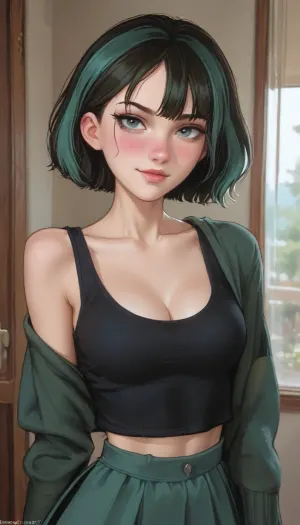 score_9, score_8_up, score_7_up, score_6_up, aroma, smirk, horny expression, ((Gwen From Total Drama:1.4)), (black long sleeve tank top, and mini-skirt), big cleavage, style anime, inspired illustration, ratatatat74, <lora:ratatatat74-000050:.6>, <lora:outline_xl_kohaku_delta_spv5x:1.4>, <lora:cartoon_stickers_xl_v1:.5>, <lora:NEOTOKIOXL_0.2_RC:.4>, <lora:AshMilkshake_Illustrious_v1:1.5>