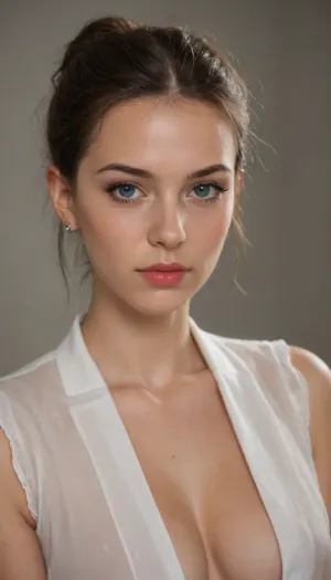imagen hiperrealista de una mujer joven, ((que se vea todo el cuerpo)), hermosa figura, cintura delicada, piernas flacas, cola pequeña y redonda, pechos medianos duros
con cabello marrón claro con reflejos cobrizos y anaranjados. Su melena es ligeramente ondulada y cae de manera natural sobre sus hombros, con mechones sueltos que aportan un toque desenfadado y playero. Sus ojos son de un verde vibrante, expresivos y luminosos, reflejando la luz de manera realista., (Mandibula inferior prominente, chupando un pene), Su piel es ligeramente bronceada, con un brillo natural y sutiles pecas sobre sus mejillas y nariz. Su expresión es relajada y amigable, con una leve sonrisa en los labios. Tiene cejas bien definidas, gruesas pero armoniosas, enmarcando su mirada. Sus labios son carnosos y de un tono rosado natural., ((Se encuentra caminando desnuda en la playa junto a un hombre desnudo)), El escenario es una playa tropical, con arena clara y fina, agua cristalina de tonos turquesa y vegetación frondosa en el fondo.

1 hombre desnudo caminando