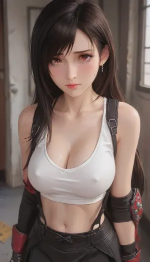 score_9, score_8_up, score_7_up, score_6_up, crying, sad expression, (Tifa Lockhart from Final Fantasy:1.4), (tight white tank top, and mini-skirt), blonde braided hair, big cleavage, big tits, style anime, inspired illustration, ratatatat74, <lora:ratatatat74-000050:.6>, <lora:outline_xl_kohaku_delta_spv5x:1.4>, <lora:cartoon_stickers_xl_v1:.5>, <lora:NEOTOKIOXL_0.2_RC:.4>, <lora:AshMilkshake_Illustrious_v1:1.5>