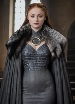 ((Beautiful Sansa Stark from game of thrones:1.4)), big sexy breasts, in a poor black cape with a hood thrown over a rich dress, (no panties:1.2), the hem of her dress is pulled up, sexy cleavage, lace filigree of bright, (the dress is raised, showing black stockings and blonde extremely hairy pussy:1.3), rich color. Super clear, highly detailed watercolor, glaze technique, plus colored alcohol ink, style of V. Vasnetsov, long braided blonde hair, sexy black long gloves, In her hand is a large Valerian steel sword, A wolfskin is draped over her shoulders, ((a large wolf stands at near her)), she stands there confidently, looks seductive, next to her stands a big snow-white wolf from games of thrones, show whole body in the picture, castle, (Realism:1.8), (Beautiful big breasts:1.2), open hairy pussy, (hairy pussy:1.3), sns, woman, she, has, red, long, hair, braded, wearing, crw, outfit, black, armor, dark, tunic, queen, of, the, north, gown, battle, Young_woman, extremely waist, perfect skin, extremely high detailed, thick bimbo lips, pink lips, blonde, blue eyes, perfect face, nude, ((her personality and behavior is feminine, flirtatious, beguiling, and slutty:1.2)), wolf, (((she is posing in a sexually explicit way, she desperately wants the viewer to fuck her:1.2))), NSFW, Hardcore, XXX, (uncensored. Perfect small curved ass), skirt lift, <lora:add-detail-xl:.9>, <lora:sansa stark SDXL - sns woman:1.3>, <lora:708827_training_data:1>