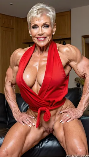 close up her pussy, squatting, naked, close up her face, close up vagina, ginger white hair granny, wearing a black bathrobe, wearing red platform plateau high heels mules, close up her shoes, very old smile gilf, hard muscle stiration, skinny hard muscle body, very broad big mouth, black ponytail hairstyle, hair, marina beaulieu milf, extremely muscular gilf, with wide muscular shoulders, abs, high muscle definition, very thin fat free skin, massive bodybuilding milf, bulging lips, granny want sex, wide mouth, round big boobs, smile gilf, squatting from rear view, very short pixie black buzzcut hair, close up mouth, muscle_bimbo, old dominatrix lady, lora, Muscle_Bimbo_SDXL, make up, pearl jewellery