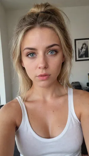 webcam lens, zoom call meeting, ((ultimate quality:1)), score 9, score 8, She is 39 years old female mom, wife, her height is 175cm., ((smokey blonde thick hair in a messy style)), .
Curvy hourglass body type, long round oval face, blue eyes, ., (small bust), .
size d breasts, sagging tits, perky little breasts, Sun Tanned skin.
Long facial features, Latino, Hair up messy ponytail, .
Wearing a white vest, showing her cleavage, very, dark, focused, flash, photo, 90s, style, 80s, Analogic, 1990s, <lora:sdxl_darkflash_v6-000060:.8>, <lora:Portraits_and_beuty (1):1>, <lora:405168_training_data:.8>