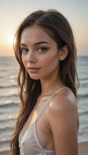 (((Very petite young girl))), smirk, side view, ((portrait lanina girl)), (((very black straight hair))), (very long hair), upper body, (big eyes), perfect tight body, shiny sweaty skin, shaved smooth pussy, standing in the Maldives, beach, ocean, bright sun rays, (makeup:1.2), ((wide hips)), ((narrow waist)), (tanned skin:1.8), ((big lips)), ((oiled skin)), (((pimples moles all over the body))), (ultra realistic:1.3), (maximum quality:1.3), (high resolution:1.3), (extreme detail:1.3), (ultra realism:1.3), (maximum detailed skin:1.3), (((long big thick black eyelashes))), (((eye contact sexy look model)))