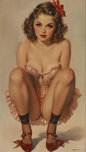 woman, anime artwork charles dana gibson sketch, rear view, glam femme, glossy stockings, vintage lingerie, high heel shoes, kneeling, updo hair . anime style, key visual, vibrant, studio anime, highly detailed, stockings, Art, by, Boris, Vallejo, Style, fantasy, plump, skindentation, chubby, bbw, venus, body, big, breasts, ass, style, of, Alberto, Vargas, <lora:nylons:.5>, <lora:Fantasy_art_XL_V1:.5>, <lora:FDXLFantasyStyleV2:.5>, <lora:Chubby BBW - XL:.5>, <lora:tbh208-sdxl:.8>
