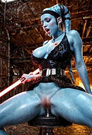 Jedi Aayla Secura a female Twi'lek from star wars, masturbating with a lightsaber in pussy, lightsaber in pussy, fucking herself, legs spread, pretty pussy, perfect pussy, moaning from pleasure, flawless skin, buttplug, 4k, high quality, extremely detailed, bottomheavy, ass, gigantic, thick, thighs, massive, large, breasts, big, boobs, huge, tits, <lora:detailed_notrigger:2>, <lora:bottomheavy_v1_sdxl_tags:2>, <lora:bombshell_v2:2>