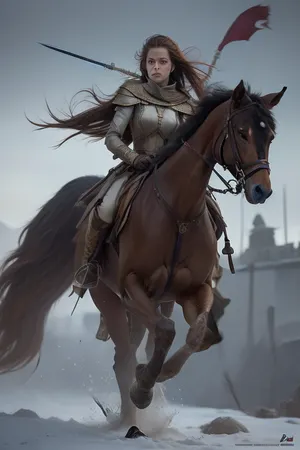 a beautiful woman, adult, coquettish, elaborate, aroused, natural skin, elaborate-aroused-style, thin, flat-chest, rotes haar, watercolor-painting, Heed the advice of these people, spear and sword we will give you. Here stands a good warrior woman, sworn to steadfastly guard this territory. Prepare, rein in the wolf, believing that flight is the gravest sin. Fight, enemy who strikes. Hold, never give up. I will die. Come, swing the wolves to war. Escape freely across the ford. Only fate will decide who will master this battlefield. Prepare yourselves, believing that flight is the gravest sin. The harder your thoughts become, the sharper your heart, the greater your courage, the less your strength fades., Natural lighting, cinematic, Parallax, #©KITTYART





















#©KITTYART