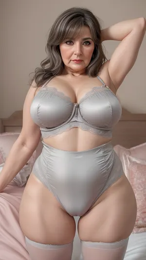 Lubica stepaunt, Short Obese Fat 70 year old mature Macedonian woman, gilf, saggy, big FUPA, cameltoe, (bulging Cameltoe), big hips, wide hips, narrow waist, standing in a bedroom. Her eyes are light., (Brunette hair with gray highlights:1.3), side swept bangs, (pokies), full body view, ultra realistic professional photography, detailed skin, detailed eyes, wrinkles, wrinkled face, silk pantybriefs, (cameltoe), wearing, RAW photo, subject, (fine skin detail:1.1), 8k UHD, soft lighting, high quality, film grain, Fujifilm XT3, <lora:pantybriefs-1:.5>