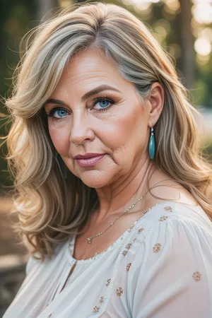 (obese), mature Woman named Lubica, stepaunt, gilf, fat, bbw, 65 year old mature women, brown hair with layered highlights, bright blue eyes, looking at viewer, ruddy cheeks, wrinkles, Chubby, Plump, Fat, Rolls, ultra realistic professional photography, detailed skin, detailed eyes, wrinkled face, (stretchmarks), RAW photo, subject, (fine skin detail:1.1), 8k UHD, soft lighting, high quality, film grain, Fujifilm XT3