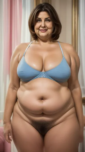 (obese:1.5), mature Woman named Lubica, stepaunt, gilf, fat, bbw, 65 year old mature women, brown hair with layered highlights, bright blue eyes, looking at viewer, ruddy cheeks, wrinkles, Chubby, Plump, Fat, Rolls, ultra realistic professional photography, detailed skin, detailed eyes, wrinkled face, (stretchmarks), RAW photo, subject, (fine skin detail:1.1), 8k UHD, soft lighting, high quality, film grain, Fujifilm XT3, <lora:add_detail:.5>, <lora:epiCRealismHelper:.5>, <lora:FDSkinDetails:1>, <lora:hairy:.6>, <lora:BGV5EX:1>