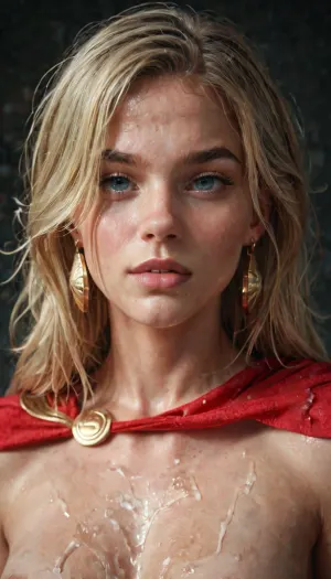 The image is a 4k picture, of Darkseid fucking supergirl, highly stylised and dramatic. It features a young supergirl with blonde hair, The image depicts a dynamic and violent scene.