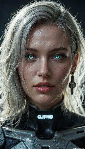 a high-resolution image that captures the essence of a dynamic character in a futuristic setting. she is an shining AI that her face looks like human. she is wearing metal suit, platinum blonde flowly hair, The character is poised energetically, with flowing garments suggesting motion. Incorporate a vivid color scheme with pink, and reflective silvers, reminiscent of nightcore aesthetics. Use dramatic backlighting to emulate a neon glow, contrasting with the darker hues of a cosmic backdrop, she is bright, The image should mimic the depth of field and clarity with sharp focus on the character and a blurred background. Add realistic textures to the character's clothing and hair, and include a visible light source in their hands, producing a gleaming, otherworldly effect. Ensure the overall composition resembles a candid snapshot, capturing a spontaneous moment of action in a surreal, sci-fi universe, Her eyes are purple, her entire body, she is reaching out towards you, GoPro HERO10 Black, Cinestill 800T, cyberpunk, a cinematic scene. Holographic, chroma