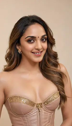 Sexy erotic glamour busty nude photo of a 25_year old kiara advani woman, seductively smiling, studio quality, subsurface scattering, canon 5D, realistic skin texture, skindentation, flat white background, wearing a large amount of golden jewellery, wearing a sexy fetish open black leather BDSM corset revealing her beautiful tits and hairy pussy, <lora:Kiara_Advani_SDXL_LoRA:.7>, KiaraAdvani, <lora:KiaraAdvani-10:.8>, ohnxkiara, <lora:ohnxkiara:.8>