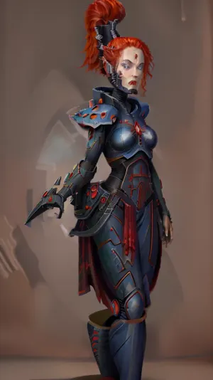 (1girl, red hair medium hair french braid, forced smile), (digital), (in detailed armory, (Pajamas)), best quality, (aeldari, armor), <lora:boldline:.2>, <lora:hairdetailer:.2>, <lora:aeldari:1>, Eldar_World, <lora:Eldar_World:.8>, YrlietRT, <lora:YrlietRT:.8>