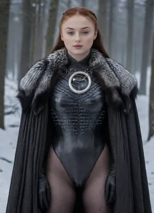 ((Beautiful Sansa Stark from game of thrones:1.4)), big sexy breasts, in a poor black cape with a hood thrown, (no panties:1.2), sexy cleavage, lace filigree of bright, naked tits, (naked, showing black stockings and blonde extremely hairy pussy:1.3), rich color. Super clear, highly detailed watercolor, glaze technique, plus colored alcohol ink, style of V. Vasnetsov, long braided blonde hair, sexy black long gloves, In her hand is a large Valerian steel sword, A wolfskin is draped over her shoulders, ((a large wolf stands at near her)), she stands there confidently, looks seductive, next to her stands a big snow-white wolf from games of thrones, show whole body in the picture, castle, (Realism:1.8), (Beautiful big breasts:1.2), open hairy pussy, (hairy pussy:1.3), sns, woman, she, has, red, long, hair, braded, wearing, crw, outfit, black, armor, dark, tunic, queen, of, the, north, gown, battle, Young_woman, extremely waist, perfect skin, extremely high detailed, thick bimbo lips, pink lips, blonde, blue eyes, perfect face, nude, ((her personality and behavior is feminine, flirtatious, beguiling, and slutty:1.2)), wolf, (((she is posing in a sexually explicit way, she desperately wants the viewer to fuck her:1.2))), NSFW, Hardcore, XXX, (uncensored. Perfect small curved ass), skirt lift, <lora:add-detail-xl:.9>, <lora:sansa stark SDXL - sns woman:1.3>, <lora:708827_training_data:1>