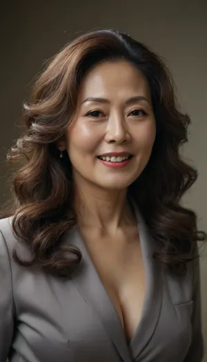 4K, dynamic pose, luxury mention, ultra-detailed, ultra realistic Photo, (60 years old Korean MILF old woman), 0, smile, ((Ultimate realistic photo)), (photo realism), ((detailed face)), (extreme long wave hair), --v 6 --style raw