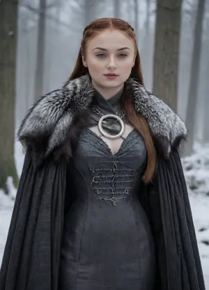 ((Beautiful Sansa Stark from game of thrones:1.4)), big sexy breasts, in a poor black cape with a hood thrown, (no panties:1.2), sexy cleavage, lace filigree of bright, naked tits, (naked, showing black stockings and blonde extremely hairy pussy:1.3), rich color. Super clear, highly detailed watercolor, glaze technique, plus colored alcohol ink, style of V. Vasnetsov, long braided blonde hair, sexy black long gloves, In her hand is a large Valerian steel sword, A wolfskin is draped over her shoulders, ((a large wolf stands at near her)), she stands there confidently, looks seductive, next to her stands a big snow-white wolf from games of thrones, show whole body in the picture, castle, (Realism:1.8), (Beautiful big breasts:1.2), open hairy pussy, (hairy pussy:1.3), sns, woman, she, has, red, long, hair, braded, wearing, crw, outfit, black, armor, dark, tunic, queen, of, the, north, gown, battle, Young_woman, extremely waist, perfect skin, extremely high detailed, thick bimbo lips, pink lips, blonde, blue eyes, perfect face, nude, ((her personality and behavior is feminine, flirtatious, beguiling, and slutty:1.2)), wolf, (((she is posing in a sexually explicit way, she desperately wants the viewer to fuck her:1.2))), NSFW, Hardcore, XXX, (uncensored. Perfect small curved ass), skirt lift, <lora:add-detail-xl:.9>, <lora:sansa stark SDXL - sns woman:1.3>, <lora:708827_training_data:1>