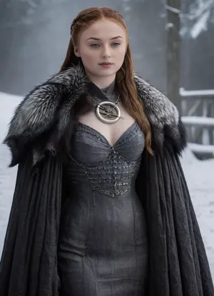 ((Beautiful Sansa Stark from game of thrones:1.4)), big sexy breasts, in a poor black cape with a hood thrown, (no panties:1.2), sexy cleavage, lace filigree of bright, naked tits, (naked, showing black stockings and blonde extremely hairy pussy:1.3), rich color. Super clear, highly detailed watercolor, glaze technique, plus colored alcohol ink, style of V. Vasnetsov, long braided blonde hair, sexy black long gloves, In her hand is a large Valerian steel sword, A wolfskin is draped over her shoulders, ((a large wolf stands at near her)), she stands there confidently, looks seductive, next to her stands a big snow-white wolf from games of thrones, show whole body in the picture, castle, (Realism:1.8), (Beautiful big breasts:1.2), open hairy pussy, (hairy pussy:1.3), sns, woman, she, has, red, long, hair, braded, wearing, crw, outfit, black, armor, dark, tunic, queen, of, the, north, gown, battle, Young_woman, extremely waist, perfect skin, extremely high detailed, thick bimbo lips, pink lips, blonde, blue eyes, perfect face, nude, ((her personality and behavior is feminine, flirtatious, beguiling, and slutty:1.2)), wolf, (((she is posing in a sexually explicit way, she desperately wants the viewer to fuck her:1.2))), NSFW, Hardcore, XXX, (uncensored. Perfect small curved ass), skirt lift, <lora:add-detail-xl:.9>, <lora:sansa stark SDXL - sns woman:1.3>, <lora:708827_training_data:1>