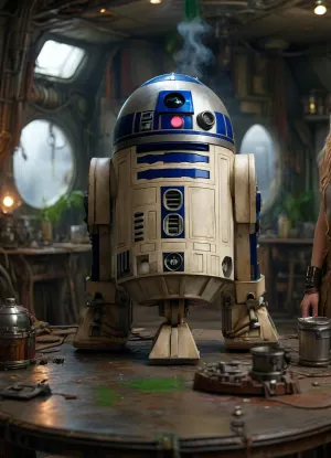 18 year oldStar Wars Style, full body view of a female Jedi, playing "dejarik" with Chewbacca at messy table, in a messy common room, inside Millennium Falcon, slender, slim waist, blonde matted dreadlocks, flat breasted, tanned skin, lucky charm necklace, beautiful brown leather belt, highly detailed Jedi costume, Jedi toga, perfect face, glass on table, extremely steaming green liquid, R2-D2, dejarik, 8k, high resolution, TIE, fighter, <lora:TIE fighter:.8>, <lora:MJ52:.8>, cloudy, smoke, atmospheric, clouds, fog, <lora:Cloudy_Style:.8>, R2D2-1024, <lora:R2D2-1024:.8>, <lora:ALisa_Selezneva_V5:.8>