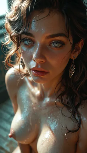 Rating_explicit, ethereal fantasy photography, (score_9, score_8_up, sharp focus, masterpiece, perfect eyes), face Japanese-American, ((Extremely petite)), young face, perfect lighting, (best lighting), highest quality, ultra-detailed images, fine details, high resolution, 8k, uncensored, shiny skin, (bangs messy long Light brown hair), (very long hair), petite, Japanese, Incredibly beautiful girl, (glossy skin), realistic Japanese face, (Japanese girl Naked), cute face, ((grey eyes)), (((curvy))), (oversized thick thighs:1.3), (White skin), 1girl, nipples, ((medium_breasts)), very detailed face, seductive pose, big round athletic ass, ((half open eyes)), (lustful face), luscious sensual lips, natural beauty, eternal beauty, (Beautiful teeth), modeling, detailed, eyes, interracial, ((from above)), (erect nipples), close-up, Legacy lighting, bright 1-alpha .5>, Minimalistic dark chiaroscuro lighting and creates a dramatic effect. The overall mood of the image is sensual and seductive, with hints of anticipation and desire, (black background, chiaroscuro lighting:.5), ZipRealism, ​Moody, mysterious, magical, shallow depth of field, Shot from Stanley Kubrick movie, shot on Kodak filmodak Portra 400, vintage photography, lora, quality, SDXL_BetterFaces-LoRA_v1, .5>, <lora:reallora1:.5>, <lora:Oxygen girl_SDXL1.0:.5>, <lora:MJ52:.8>, <lora:BUT_SDXL_SHS:.8>, <lora:lora-sdxl-perfect-eyes:.8>