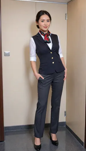 in toilet cabine, CHINESE stewardess, chinese face, (long grey pants down, underpanties down:1.3), tall and slim long legs, (standing:1.2), (white underpanties pull down:1.3), (full body, butt naked:1.2), (stewardess uniform, grey waistcoat, white short sleeve shirt, mandarin collar, (long legs:1.2), Chinese female, chinese face, featuring a simple background wall, ultra-detailed, highres, follow reference image text style, CFG 13, denoising 0.4. short black hairstle, blushing face, shameful, embarrassed, matured, close up, slender body, beautiful long legs, perfect hands, perfect fingers, (black stewardess flat shoes:1.2), small square blue scarf, beautiful face, ankle, The scene is photorealistic, with vibrant colors, soft stage lighting, and ultra-high detail, 4K resolution, woman, squat), alitalia_woman_jacket, alitalia_woman_skirt, alitalia_woman_white_shirt_short_sleeves, alitalia_woman_white_shirt_long_sleeves, alitalia_woman_dress, alitalia_green_silk_scarf, alitalia_red_silk_scarf, alitalia_blue_silk_scarf, alitalia_wool_scarf, alitalia_id_card, alitalia_badge, flight, attendant, stewardess, steward, DropPanty, <lora:alitfina100Ep:.7>, <lora:267001_training_data:1.2>, <lora:GFMix_XL:.8>, <lora:DropPanty:1.2>
