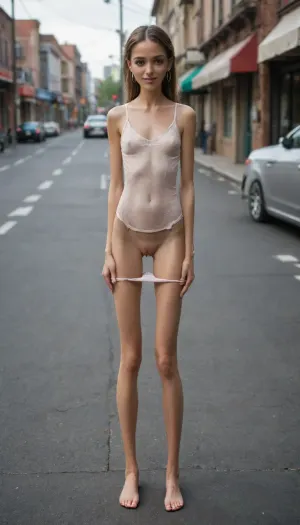 Skinny girl fuck in pussy, Underground parking, 3 bodies, petite junior girl, wet pussy, looking at viewer, smiling, slut dress, panties down, pussy visible, Rond4R0u53y2.pt, (skinny adult girl:1.5), 60 years women