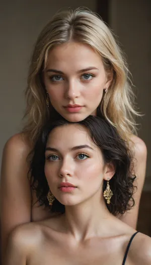 two 18 year old girls, one with black hair, one with blonde hair