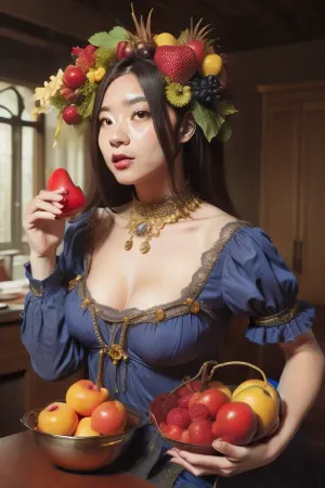 A woman in costplay-style various fruits. #©KITTYART

























#©KITTYART