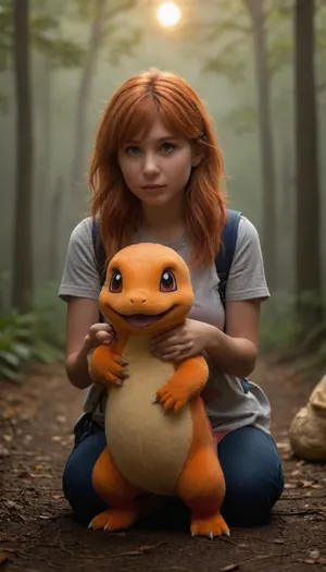 Misty with a Charmander Pokemon pet